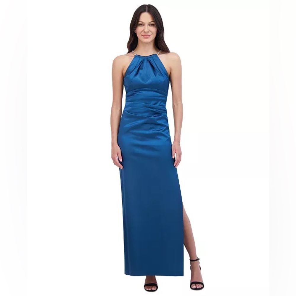 Eliza J Women's Gathered Side-Slit Evening Gown